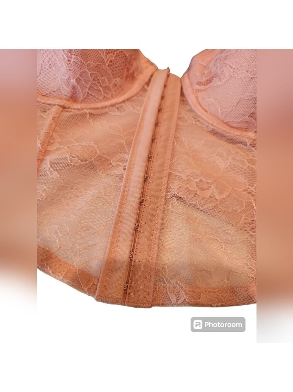 Juicy Couture Pink Lace Bustier, Gold Studded Logo Straps, 34C, New With Tags - Picture 7 of 10